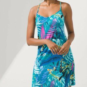 NWT  Soma Lace Back Chemise M Joyous Jungle Geode Teal